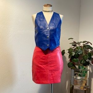 A set of Vintage leather skirt Vest Necklace